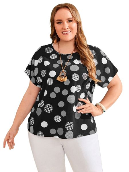 

emery rose plus polka dot dolman sleeve blouse z9uc#, Black