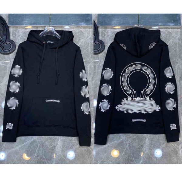 

luxury mens fashion sweatshirts designer hoodies ch classic zipper hooded sweater cross flower pullover sanskrit pattern casual coat women, Black