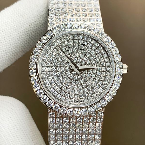 

montre de luxe diamond watch women watches 36-32-26mm imported quartz movement steel case babysbreath wristwatches waterproof, Slivery;brown