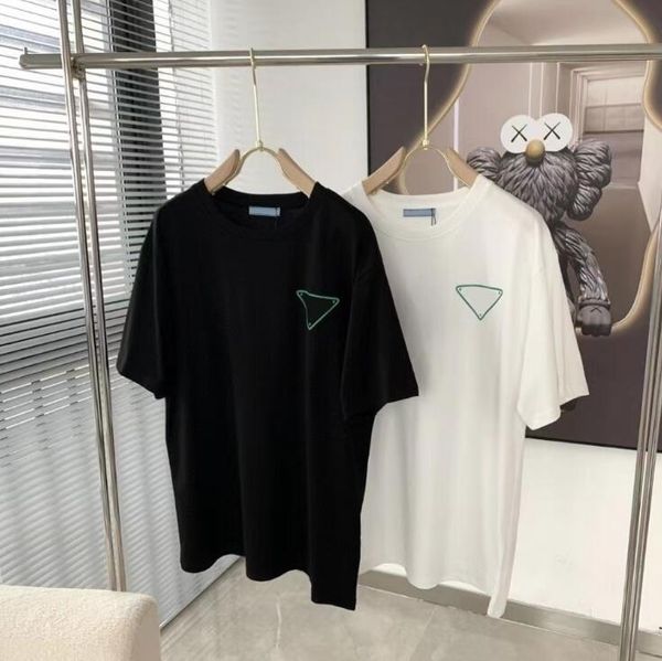 

2022 fashion new prd letter women's t-shirt high-end designer triangle pure cotton round collar luxury classic comfortable men's t, White