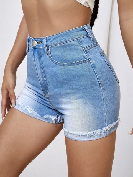 

raw hem straight leg denim shorts i4ya#, White;black