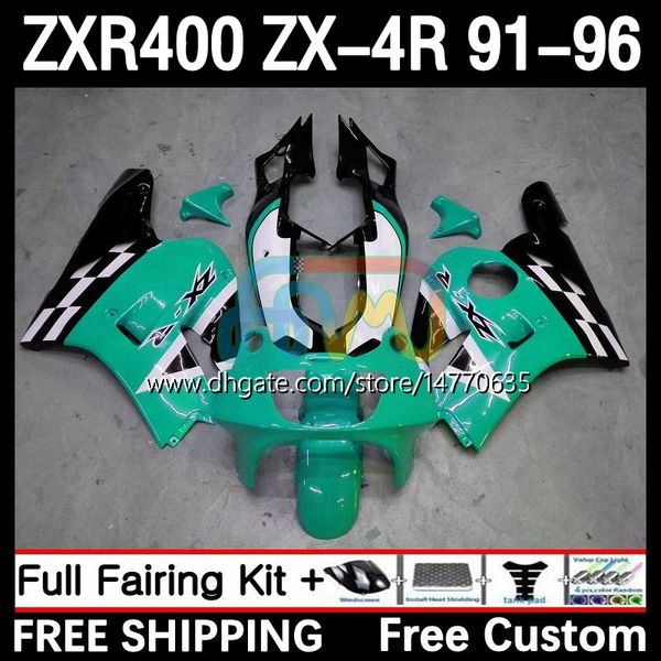 Verkleidungsset für KAWASAKI NINJA ZX4R 400CC ZXR-400 1991 1992 1993 94 95 96 Karosserie 12DH.94 ZXR 400 CC ZX-4R ZX 4R Verkleidung ZXR400 91 92 93 1994 1995 1996 Karosserie glänzend cyan