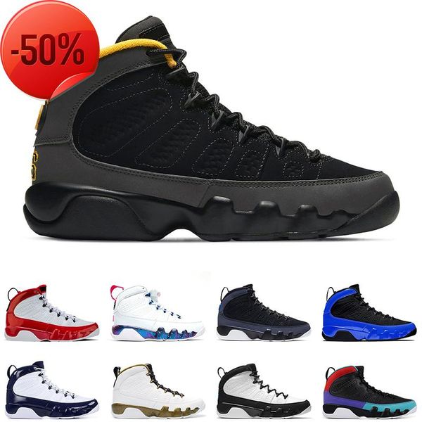 

9 9s men basketball shoes university gold unc racer blue change the world chile red mens trainer w, Black