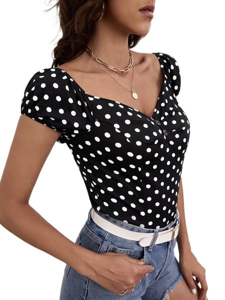 

sweetheart polka dot print tee i9yx#, White