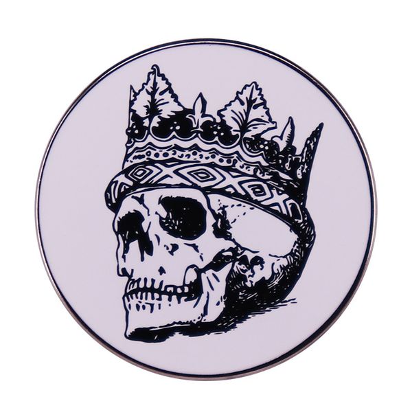 

royal king skull with crown headpiece pin brooch badge, Blue