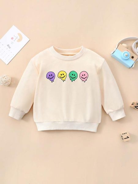 

baby cartoon face print sweatshirt she, Black