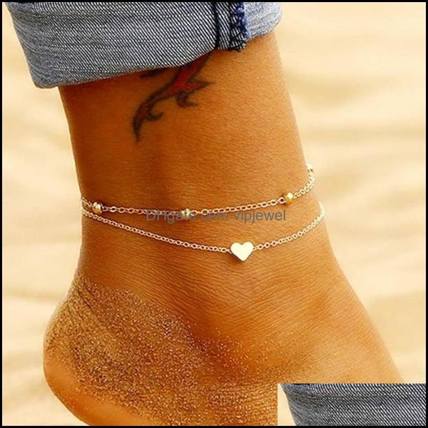 

anklets jewelry fashion gold chain anklet heart for women wholesale n2106092 drop delivery 2021 da4lt, Red;blue