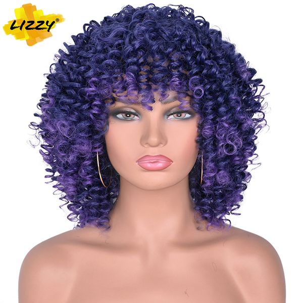

lx brand 14inch short synthetic wig afro kinky curly wigs for black and white women glueless natural high temperature hair lizzy hiarfactory