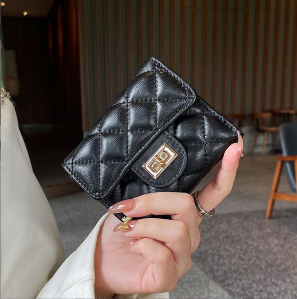 

genuine leather wallet women's short wallets, Red;black