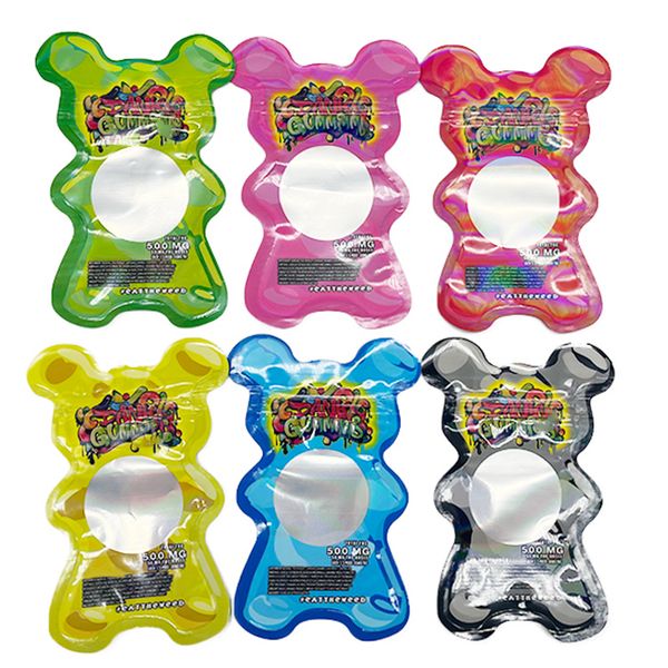 

edible gummies die cut mylar bags 500mg clear window front food package pouch edible zipper bag