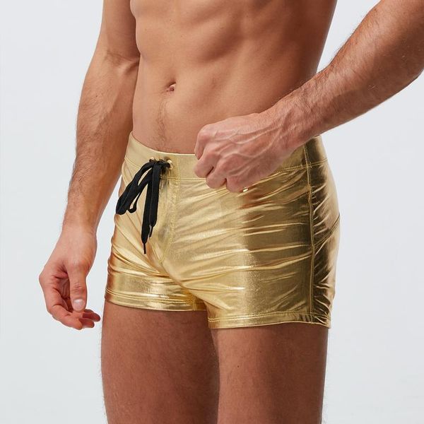 

men's shorts am35 gold silver swimwear men waterproof swimming trunks surf 2022 gay bikinis beach swim brief swimsuits, White;black