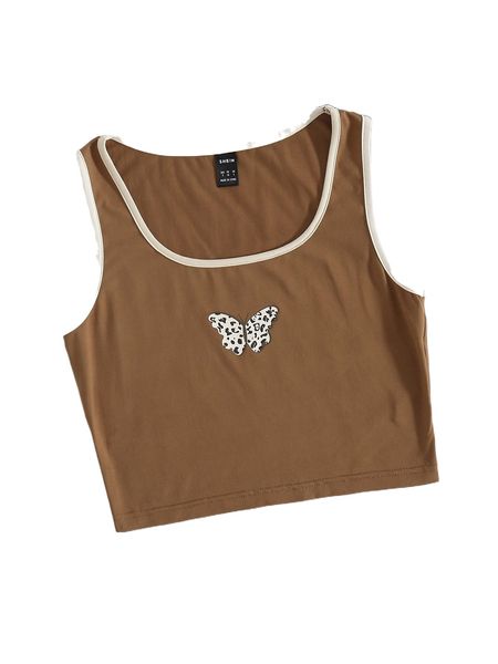 

leopard butterfly print tank c4rf#, White