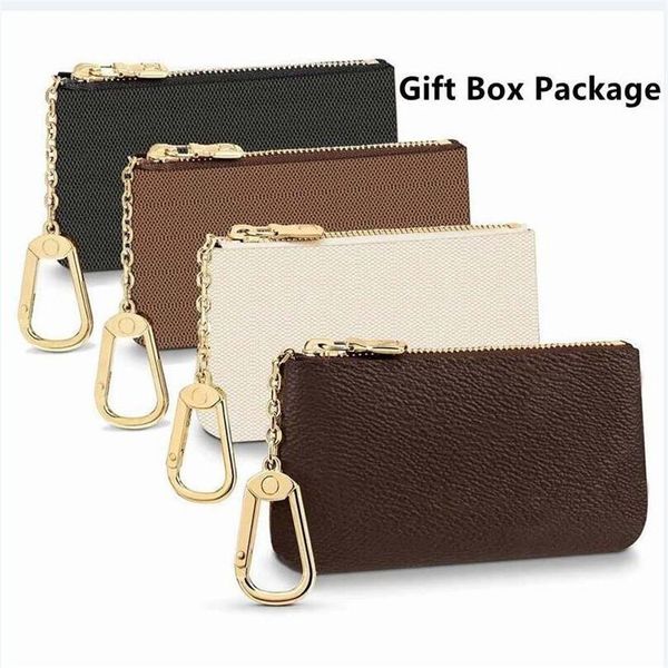 

brown flower print luxury designers 5 style key wallets coin purses super fiber holds classical with box women holder purse small 2669, Red;black