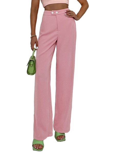 

high waist split hem wide leg pants t4w8#, Black;white