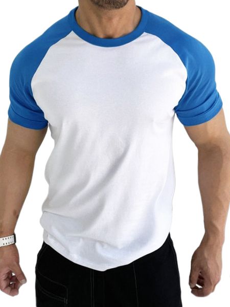 

men colorblock raglan sleeve tee 45s4#, White;black