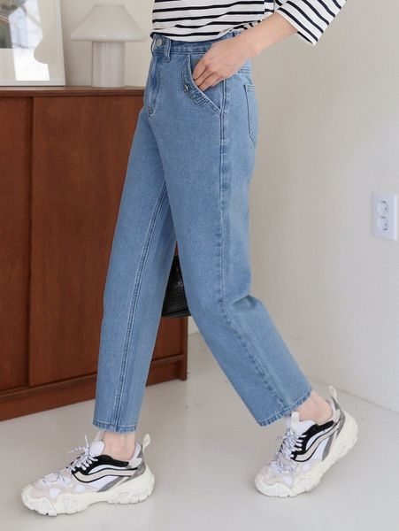 

dazy high waist light wash straight leg jeans 96gt#, Blue