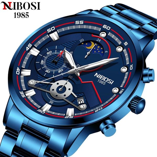 

nibosi 2021 new arrival mens watches luxury brand sport watch men chronograph quartz wristwatch date male relogio masculino, Silver