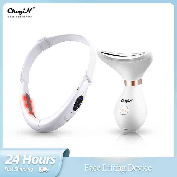 Ckeyin V Facial Liting Disposition Disposition Máquina de aperto Máquina de aperto de luz vermelha Terapia Remoção de massageador EMS Remoção Double Chin 220512