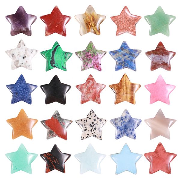 

30mm star decoration craft natural stone healing crystals quartz star gemstone ornaments for christmas home, Black