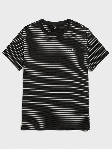 

men striped embroidery detail tee j5gk#, White;black