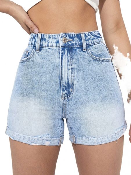 

washed roll up hem denim shorts w1ft#, White;black