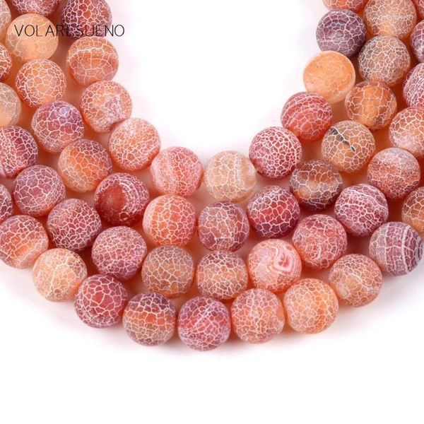 Andere Natürliche Matte Frost Cracked Orange Red Stone Runde Lose Perlen Für Die Schmuckherstellung 4-12mm Spacer Fit Diy Armband HalsketteAndere Edwi22