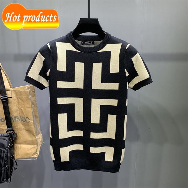

factory direct selling tide brand clothes wholesale spring and short sleeve sweater men's fashion slim casual half summer trend shirt, White;black
