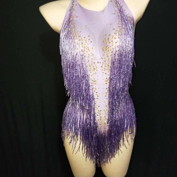 Zweiteilige Hosen für Damen, Quaste, Strass, Bühnen-Bodysuit, sexy, elastisch, für lateinamerikanische Tänze, Damen, Nachtclub, Disco, DJ, Performance-Kleidung, Acroba