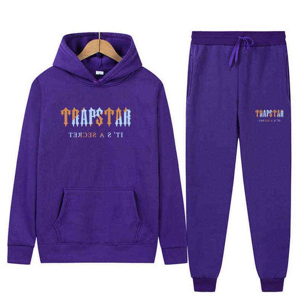

trapstar fashion brand new men's and women's hoodie set plush sweater casual sports two-piece couple 10s1, Gray