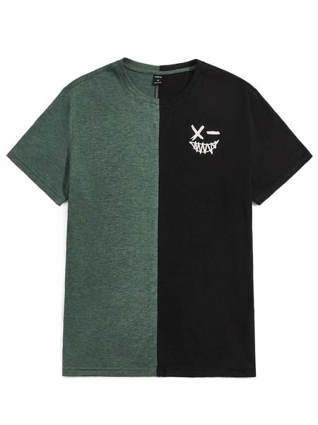 

men cartoon graphic spliced two tone y750#, White;black