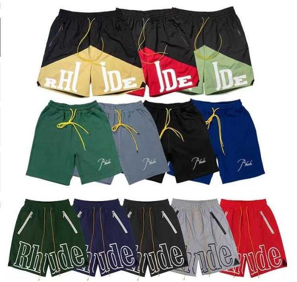 

rhude mens shorts tide brand street streetwear fashion loose casual hip hop beach sportswear mens short pants, White;black