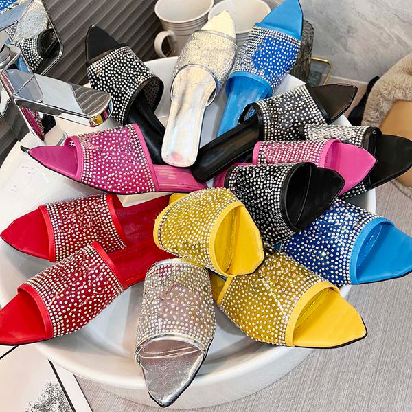 

luxury letter print plexiglas high-heel slides sandals transparent pvc mules womens summer enameled metal triangle heels shoes 34-41 with bo, Black