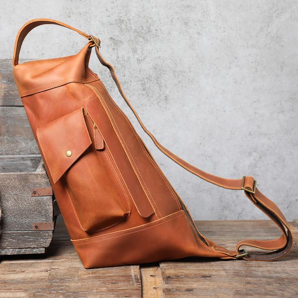 

men large chest bag genuine leather crossbody bags purses vintage series female fashion shoulder bag business travel packet leisure rucksack
