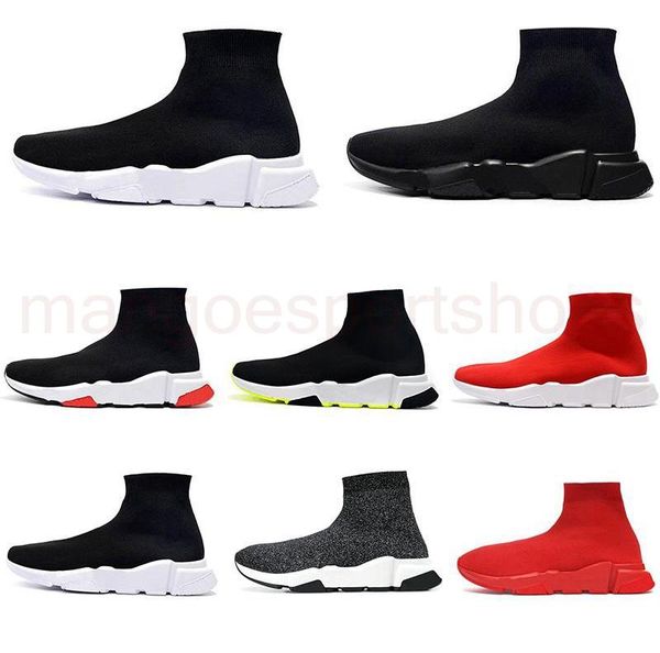 

2021 new mens sock casual shoes platform womens sneakers cushion speed trainer 1 triple black white cla shoe''balencaiga'&#03