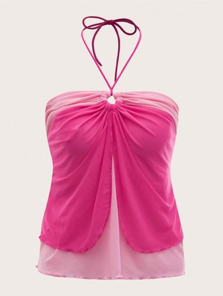 

two tone mesh halter g4mm#, White