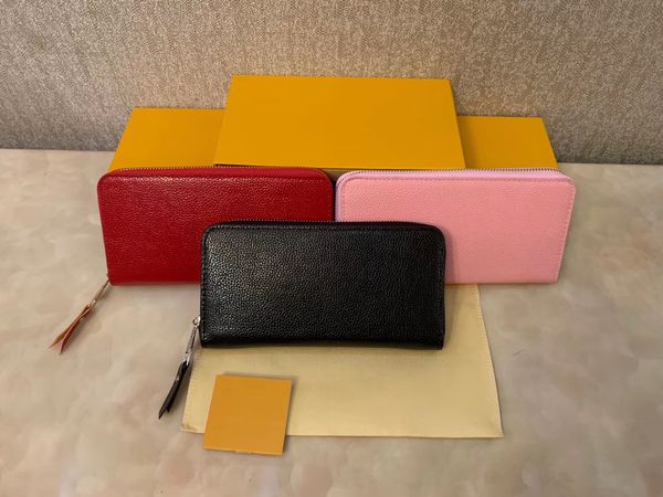 

designers luxurys wallet fashion men zipper wallets genuine leather bags women zippy purse luxury clutch holder w/no box, Red;black