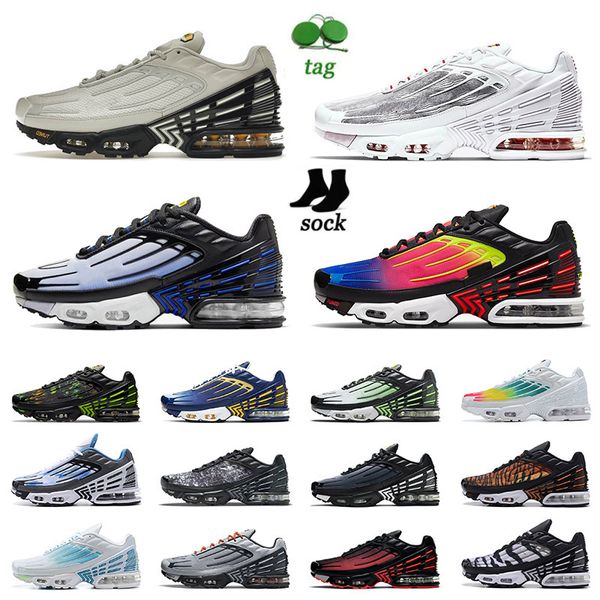 

tn sneakers men women designer tuned plus tns 3 airs running shoes with socks rainbow triple black white graphy pack bone laser blue outdoor