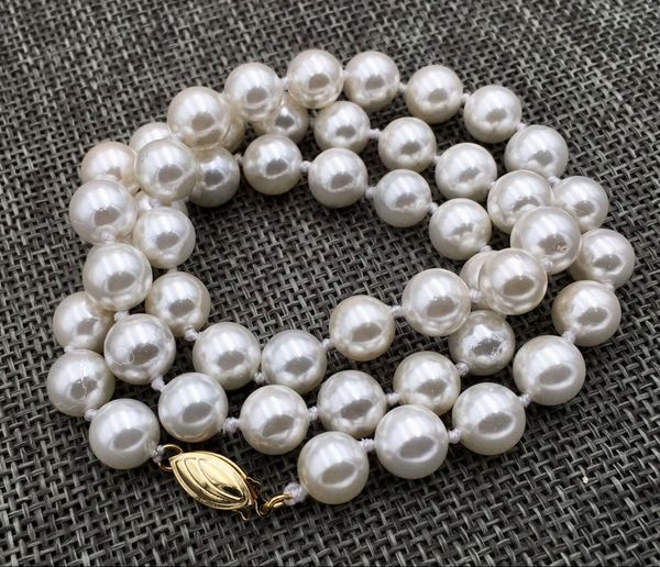 

aaa 10mm white south sea shell pearl necklace 18&quot, Silver
