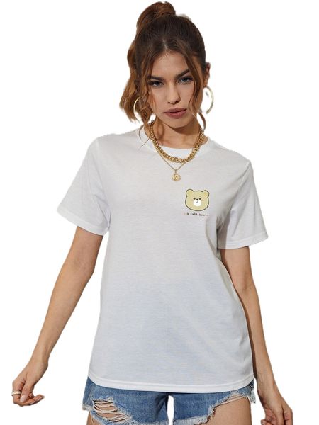 

bear & letter graphic tee b7ek#, White