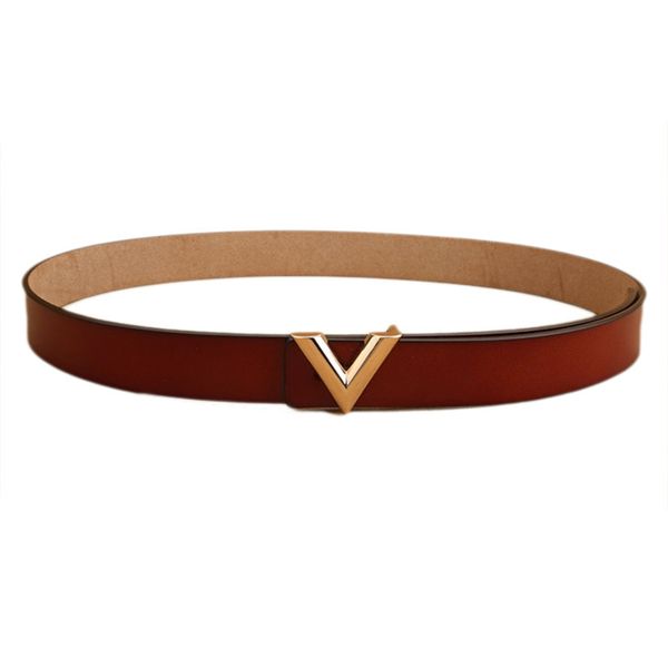 

luxury designer brand pin buckle v belt narrow women genuine real leather dress strap for jeans waistband 28mm 220414, Black;brown