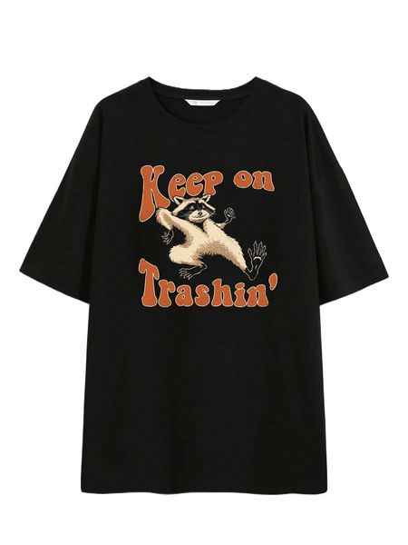 

romwe x vincenttrinidadart slogan animal graphic tee g5fo#, White