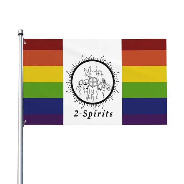 

two spirits rainbow pride flag lgbt banner 3x5 ft vivid color with two brass grommets for outdoor decoration