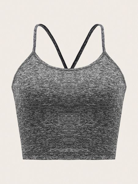 

plus marled print racerback cami m7kk#, Black