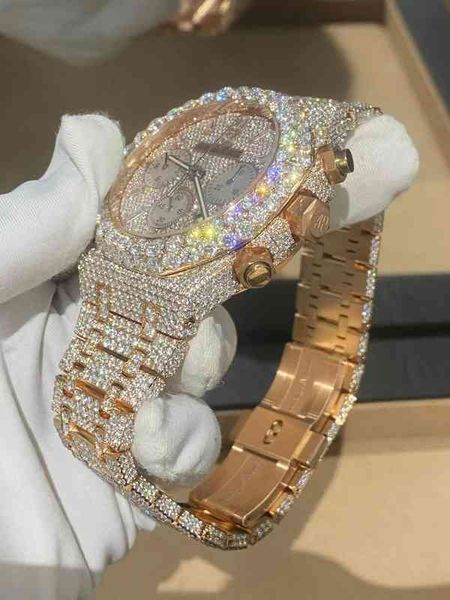 

2023wrist watch luxury vvs1 men's watch diamond high end jewelry custom gia natural diamond for watch7wis, Slivery;brown