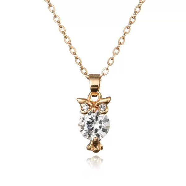 

fashion design micro pave zirconia owl pendant necklace for wholesale, Silver