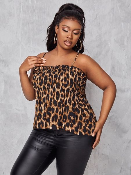 

sxy plus leopard print cami s9yo#, Black