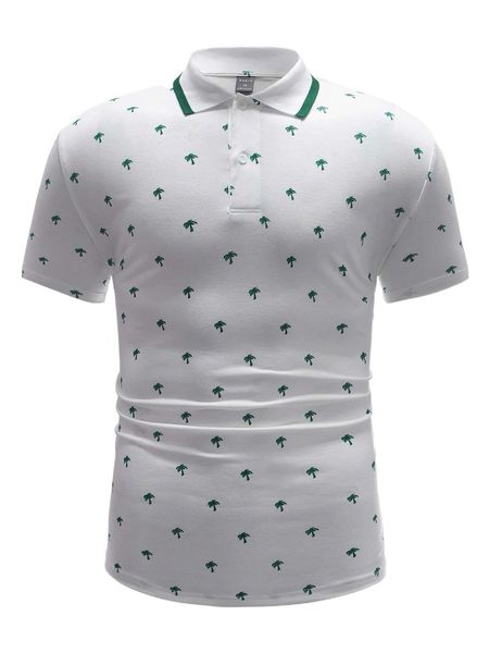 

men allover print polo shirt 44a8#, White;black