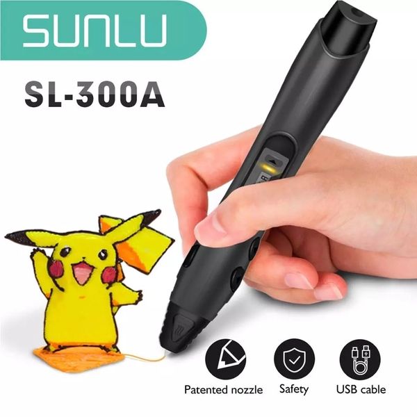 Sunlu SL 300A 3D Pen Akıllı Güvenlik Sıcaklığı 3D Baskı Kalemleri Abs Pcl Pla Filament Çocuk Oyuncak Noel Hediyesi 220704