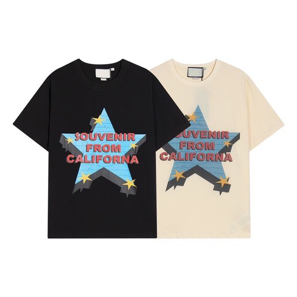 

new women designer t shirt clothes womens clothing pure cotton round neck short sleeve sign double g letter stars print high street s-2xl, White