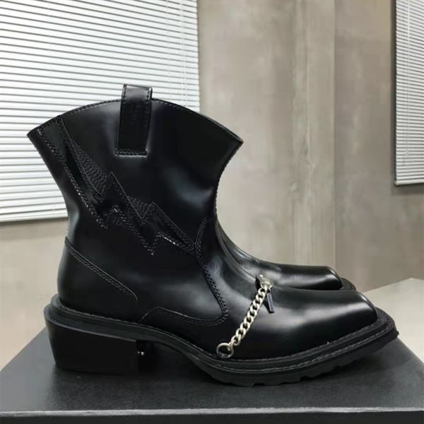 

fashion-autumn winter women's cowboy boots black open bead super fiber leather thick low heel square toe cap